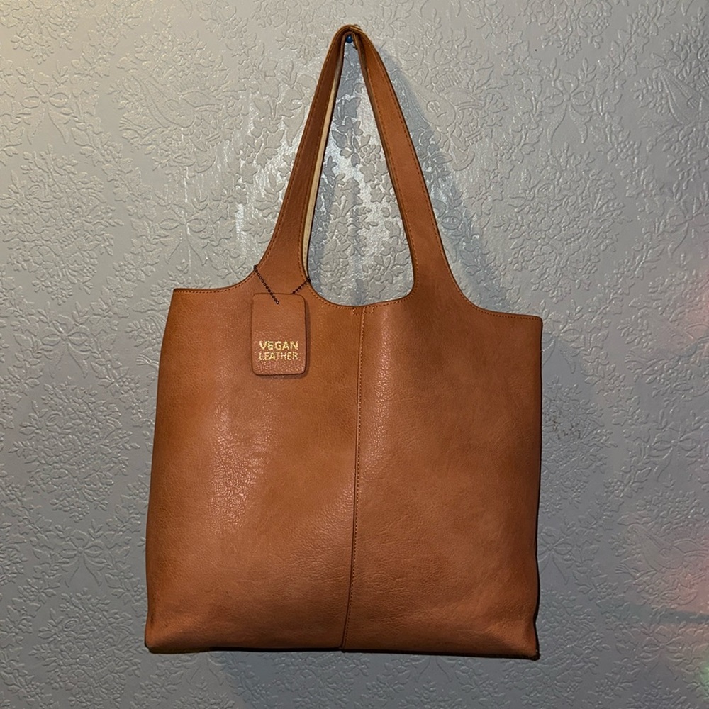 Peach Vegan Leather Tote Bag